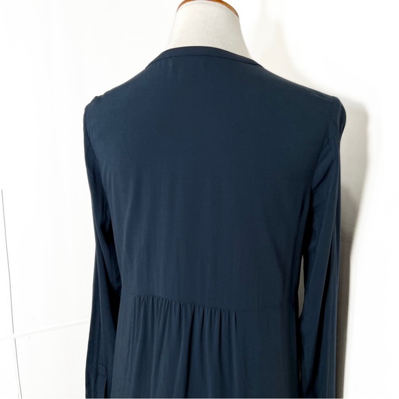 J. Jill Navy Blue Smocked Long Sleeve Buttondown Tunic - Picture 7 of 10